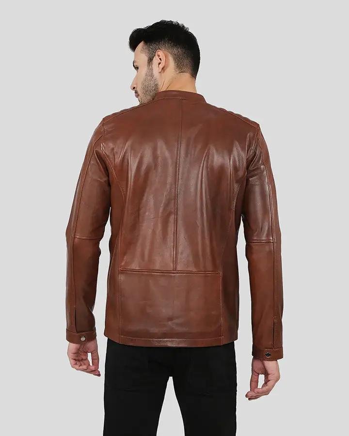 OLLIE BROWN RACER LEATHER JACKET - Image 5