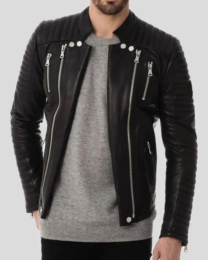 DWITE BLACK QUILTED LEATHER JACKET