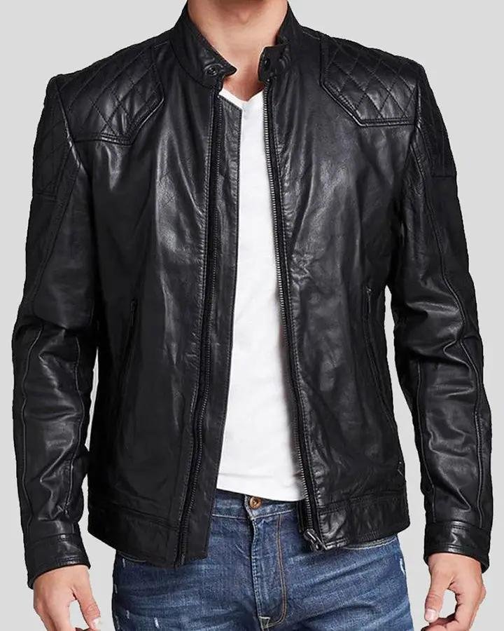FRITS BLACK QUILTED LEATHER JACKET