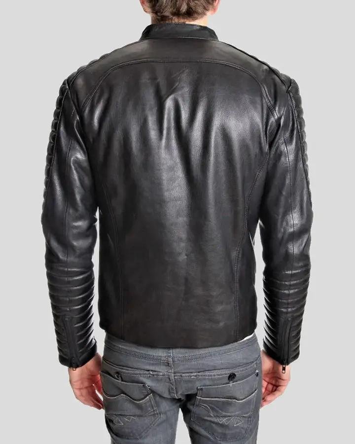 IWAN BLACK QUILTED GENUINE LEATHER JACKET - Image 2