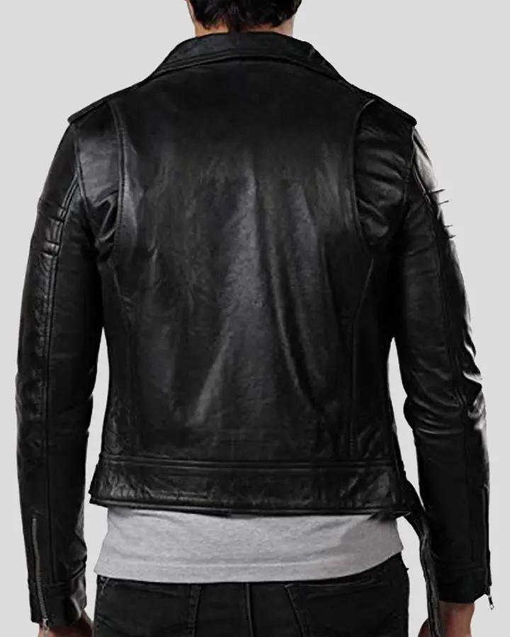 DONN BLACK VINTAGE MOTORCYCLE LEATHER JACKET - Image 3
