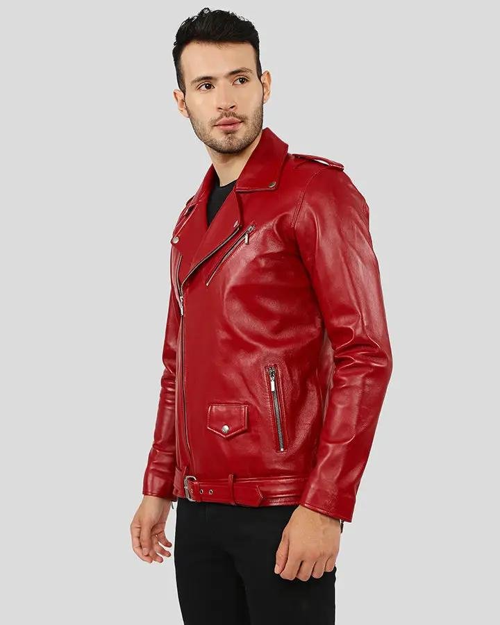 ZUSE RED MOTORCYCLE LEATHER JACKET - Image 6