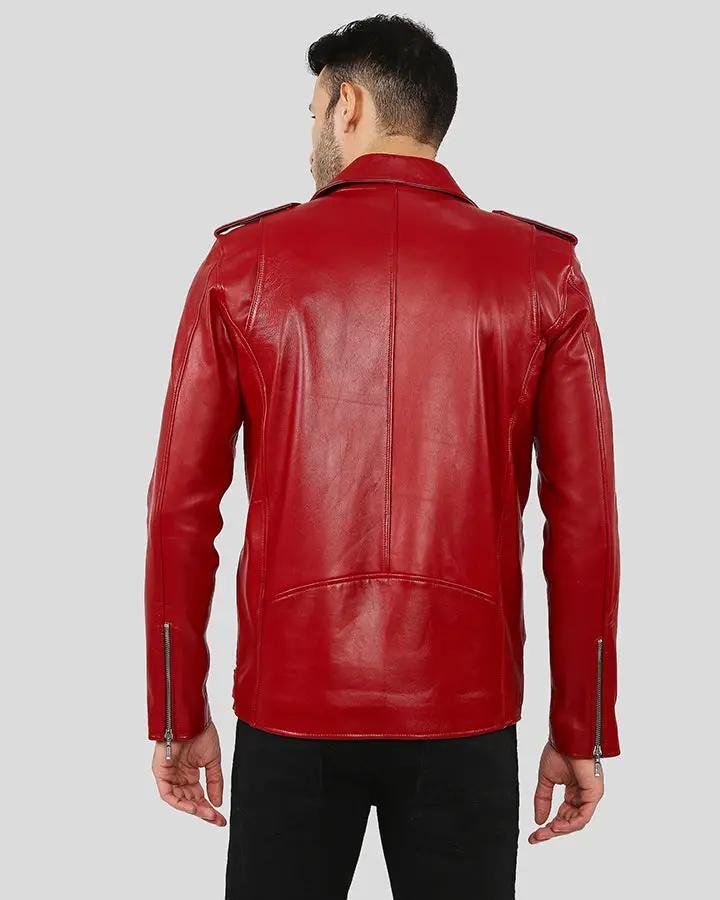 ZUSE RED MOTORCYCLE LEATHER JACKET - Image 4
