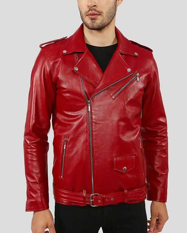 ZUSE RED MOTORCYCLE LEATHER JACKET - Image 3