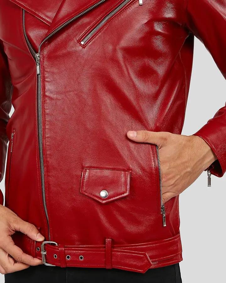 ZUSE RED MOTORCYCLE LEATHER JACKET - Image 2