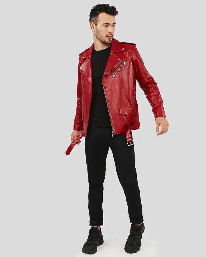 ZUSE RED MOTORCYCLE LEATHER JACKET