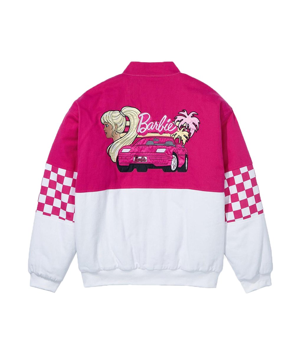 Barbie 2023 Pink Checkered Moto Racing Jacket - Image 2