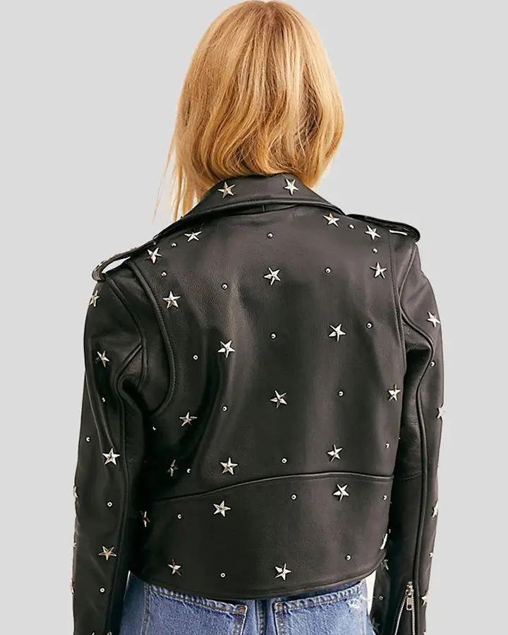 EVA BLACK STUDDED LEATHER JACKET - Image 3